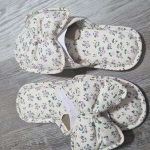 POL Cream Floral Bow Slippers